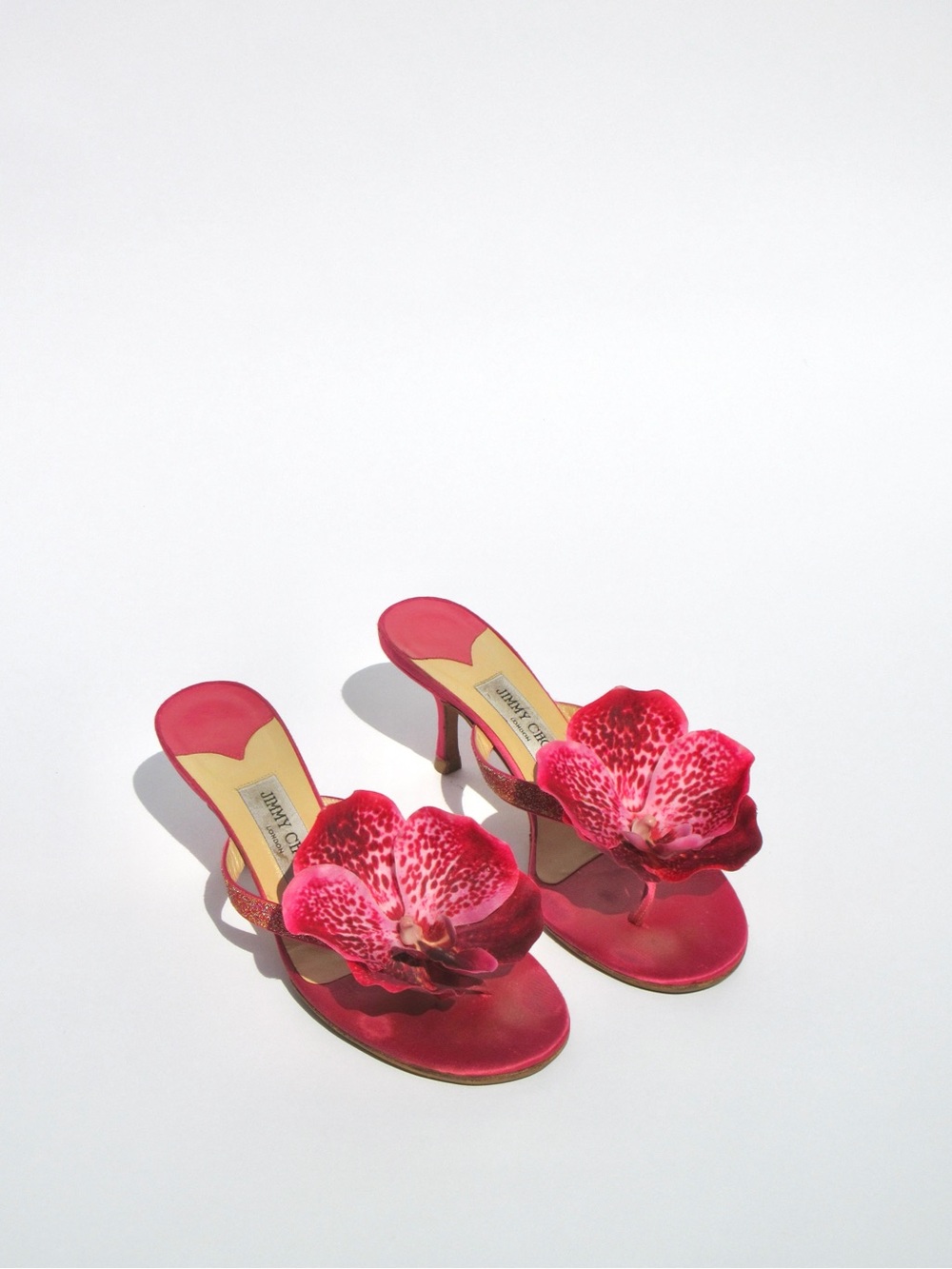 Reworked Upcycled Jimmy Choo Pink Orchid Kitten Heels - Picture 2 of 6